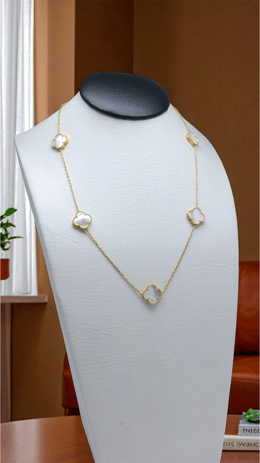 CADENA TREBOL BLANCO